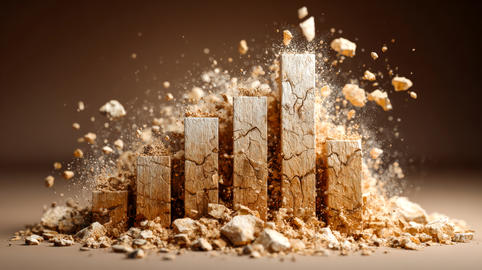 Market crisis causing financial bar chart collapse