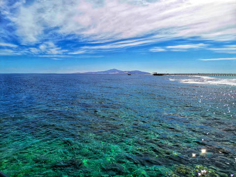 Horizon line of sea and sky