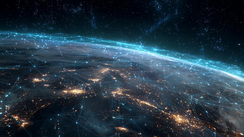Global Digital Connection Over Earth