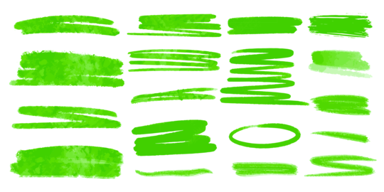 Green watercolor lines and brushstrokes