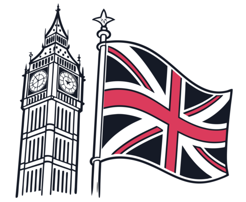 United Kingdom Flag and Big Ben Icon 002