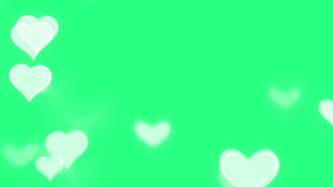 Soft Floating Hearts Retro Love Overlay on Green Screen – Vintage Romantic Valentine Effect