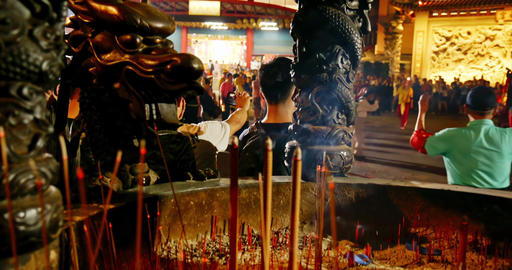 The grand scene of a traditional temple fair prayer ceremony