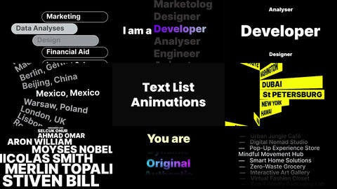 List Text Animations Motion Graphics template 53644690 | MotionElements