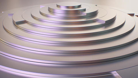 Abstract Purple Shiny Metallic Reflective Circular Segment Ring Tower