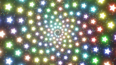 Abstract Swirling Sparkling Star Shape Patterns Rotating In Space