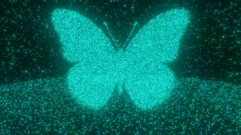 Beautiful Blue Butterfly Shape Made Of Glowing Particles Sparkling