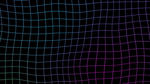 Wavy Rainbow Gradient Grid on Black Background Abstract Futuristic Digital Lines
