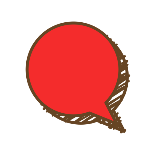 A single circular icon of a graffiti-style speech bubble