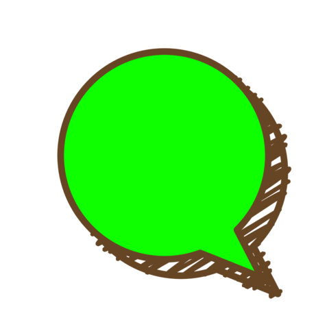 A single circular icon of a graffiti-style speech bubble