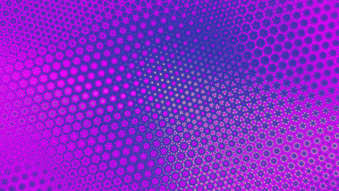 Purple blue geometric animation with circles transforming into hexagonal