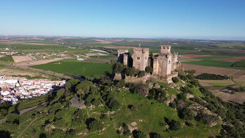 Aerial View of Almodovar del Rio Castle – Dramatic Medieval Fortress in Cordoba, Andalusia, Spain