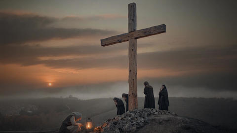 Devotees around the tomb of Jesus