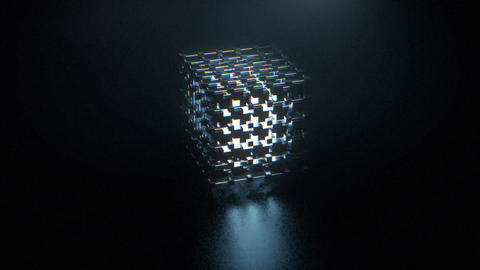 Glowing Cyberpunk Abstract Cube - Futuristic Seamless Loop