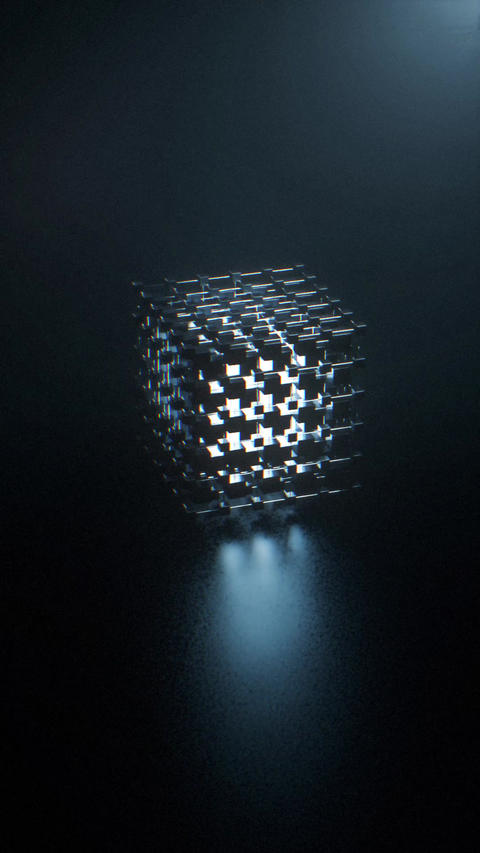 Glowing Cyberpunk Abstract Cube - Futuristic Seamless Loop