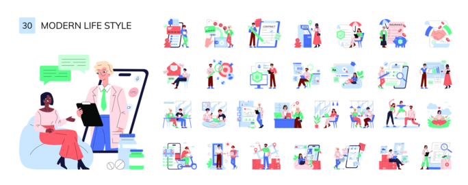 Modern Lifestyle and Communication Vector Illustration