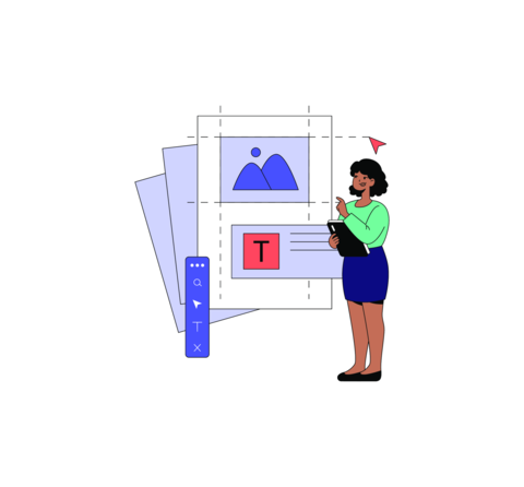 Vector Illustration of Woman Designing Website Layout