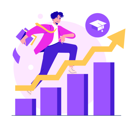 Education Success Concept with Graph Vector Illustration