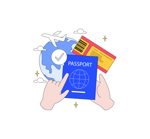Vector Illustration of Passport with Travel Elements