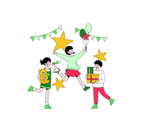 Children's Celebration with Balloons and Gifts Illustration