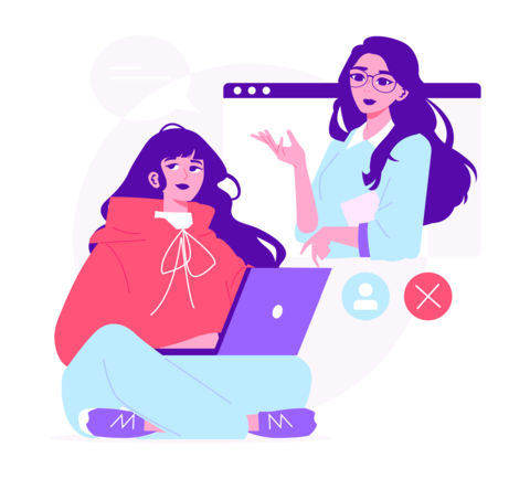 Virtual Meeting Interaction Vector Illustration