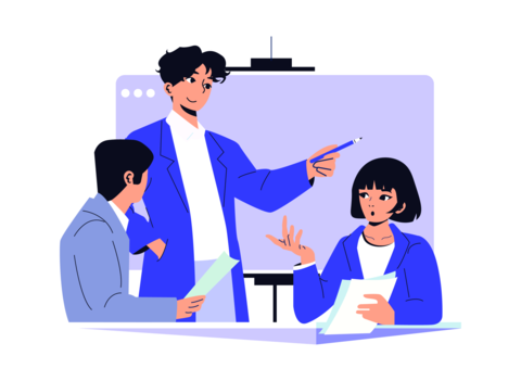 Team Strategy Presentation with Vector Illustration