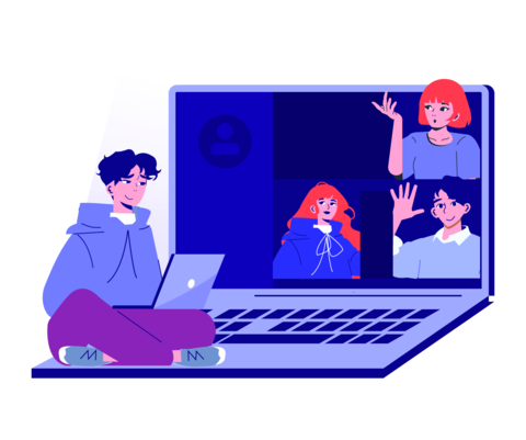 Illustrated Online Meeting with Four Participants