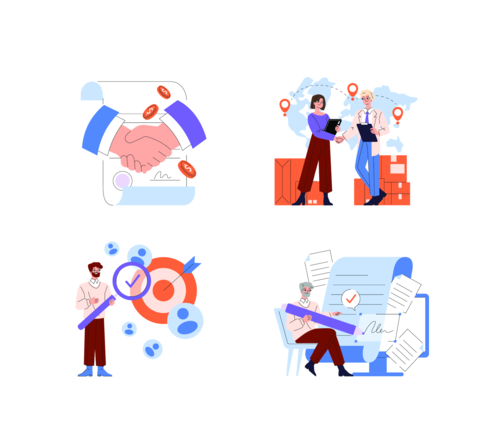 Business Collaboration and Contract Signing Vector Illustration