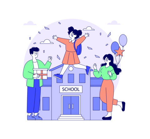 Child Celebrating First Day of School Vector Illustration
