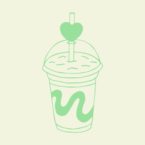 Hand drawn vector of a refreshing smoothie in a plastic cup with a dome lid and