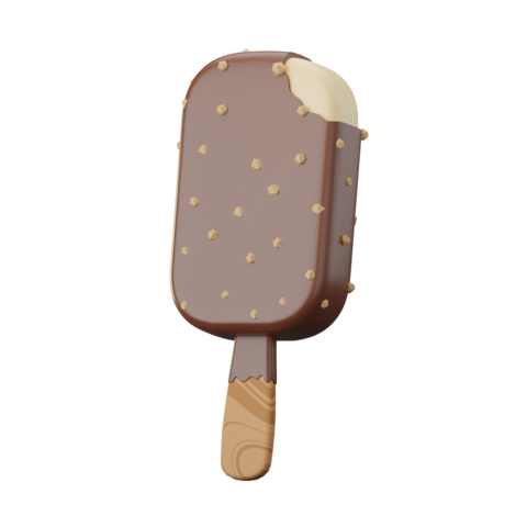 Ice Cream Choco Almond 3D Icon