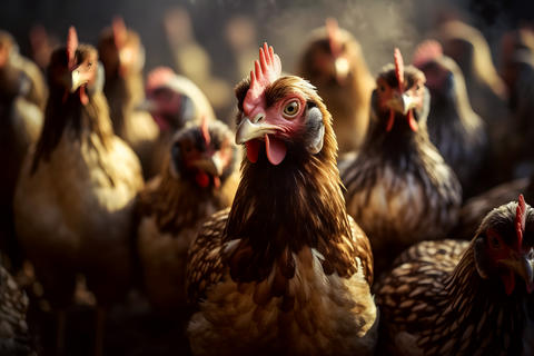 Lots of chickens. Neural network AI generated