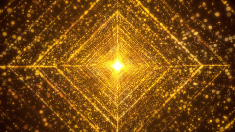 Gold Digital Tunnel Video / Luxury Glowing Warp Background Full HD