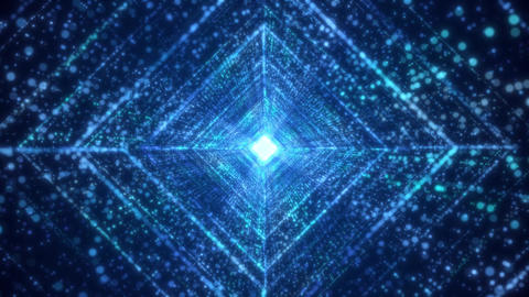 Futuristic Digital Tunnel Video / Blue Particle Warp Background Full HD