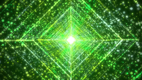 Green Digital Tunnel Video / Cyber Particle Warp Background Full HD