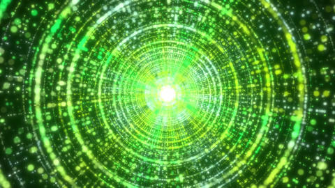 Green Circular Digital Tunnel Video / Cyber Warp Background Full HD
