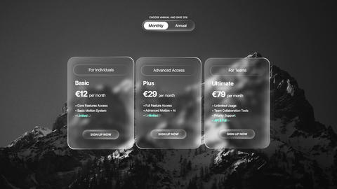 Glass Pricing Cards - SaaS UI - 2