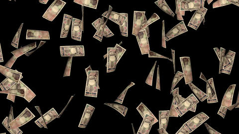 Japanese New 10,000 Yen Bills Drifting Left to Right - With Luma Matte (h.264)