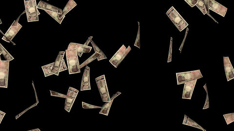 Japanese New 10,000 Yen Bills Drifting Right to Left - With Luma Matte (h.264)