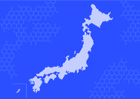 六角形模様の日本地図:サイエンスイメージ
