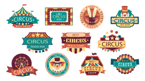 Circus retro labels
