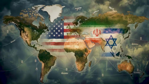 America, iran, israel flag over world map showi Animated GIF 54219301 ...