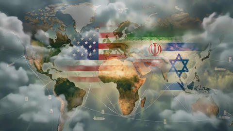 America, iran, israel flag over world map showi Animated GIF 54219301 ...