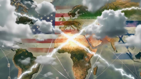 America, iran, israel flag over world map showi Animated GIF 54219301 ...