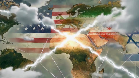 America, iran, israel flag over world map showi Animated GIF 54219301 ...