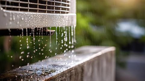 Air conditioner unit dripping water during heavy rain
