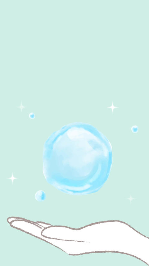 A sphere of water floating in the palm of my hand and sparkling light