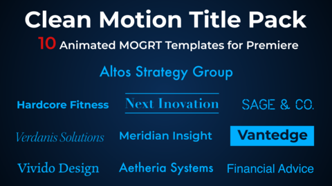 10 Clean & Minimal Motion Title Pack | Premiere Pro MOGRT