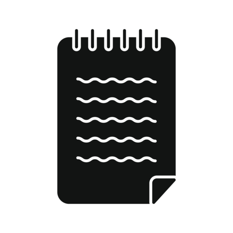 Notebook With Spiral Binding Solid Icon. Note-Taking, Writing, And Organization