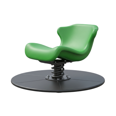 Green plastic spring rider chair on black base for kids outdoor playground recreation